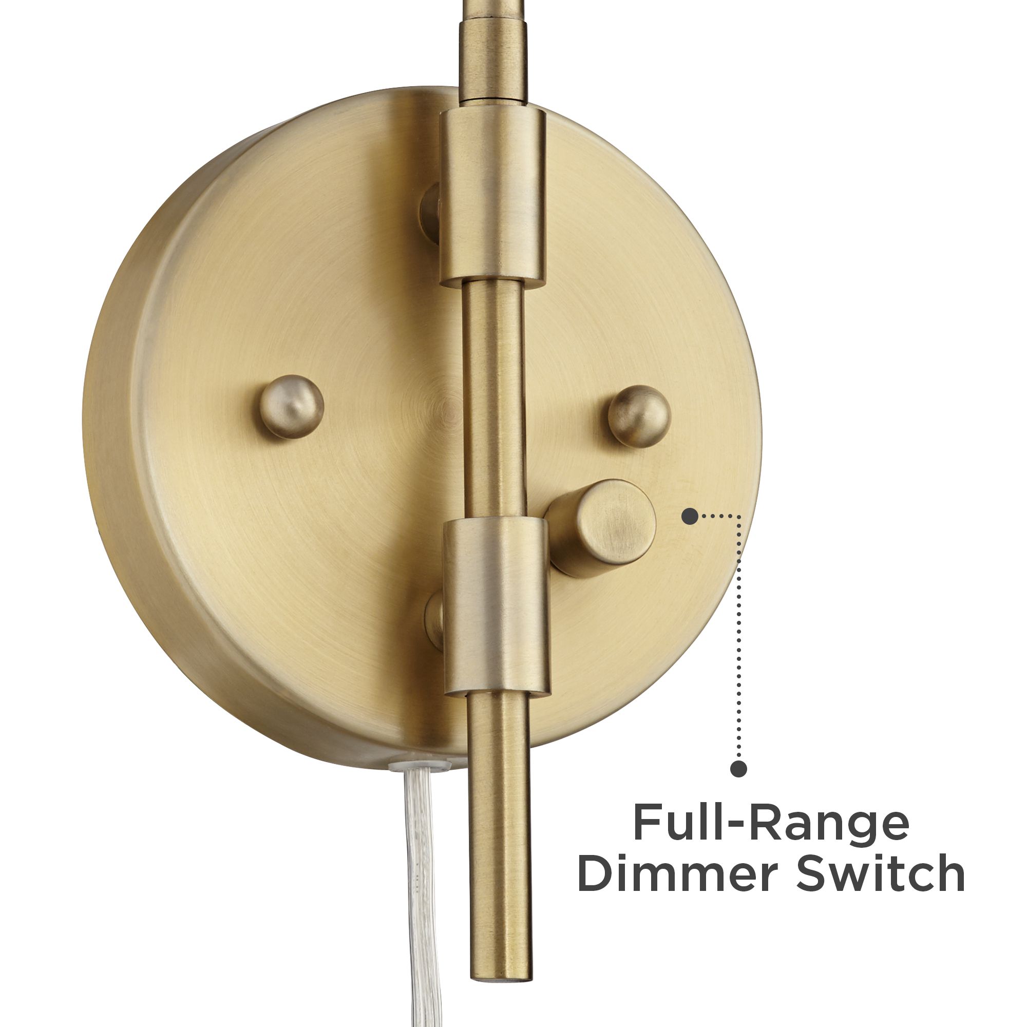 Image 5 Possini Marybel Brass Adj. Downlight Swing Arm Plug-In Wall Lamp more views
