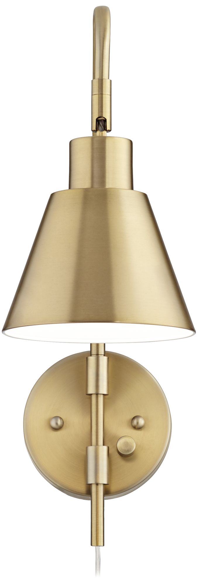 Image 7 Possini Marybel Brass Adj. Downlight Swing Arm Plug-In Wall Lamp more views