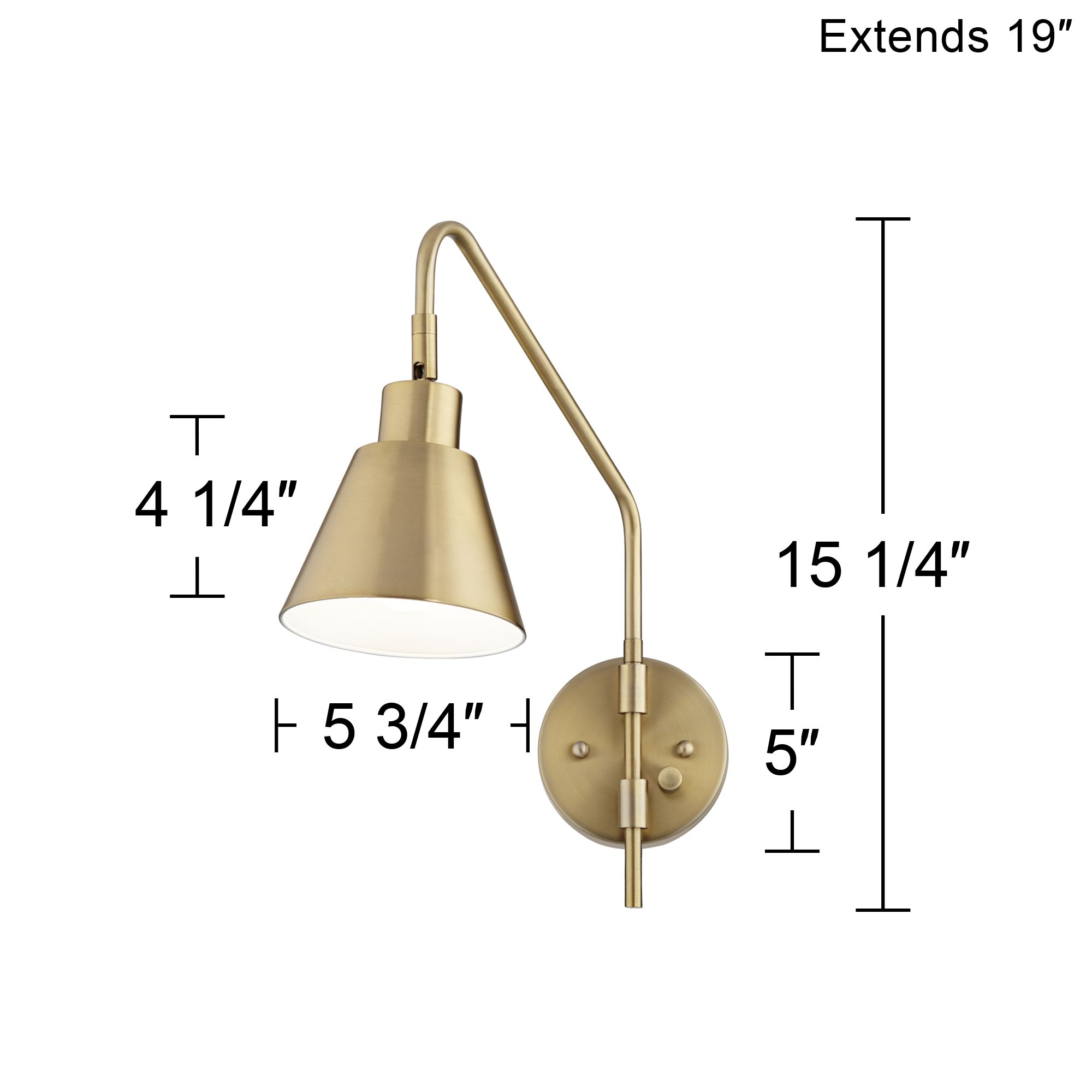 Possini Marybel Brass Adj. Downlight Swing Arm Plug-In Wall Lamp