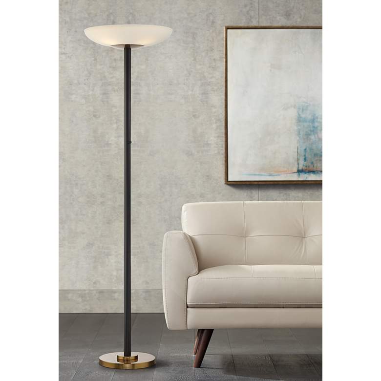 Image 1 Possini Meridian Light Blaster 72" Black 4-Light Torchiere Floor Lamp