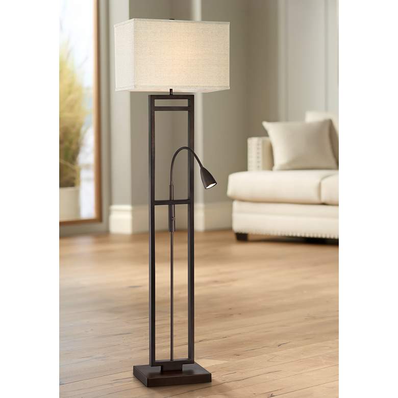 Image 1 Possini Nevel Floor Lamp with LED Gooseneck Arm