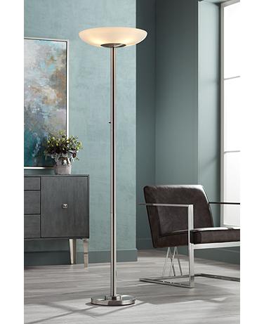 Possini Nickel Light Blaster 72" Nickel 4-Light Torchiere Floor Lamp