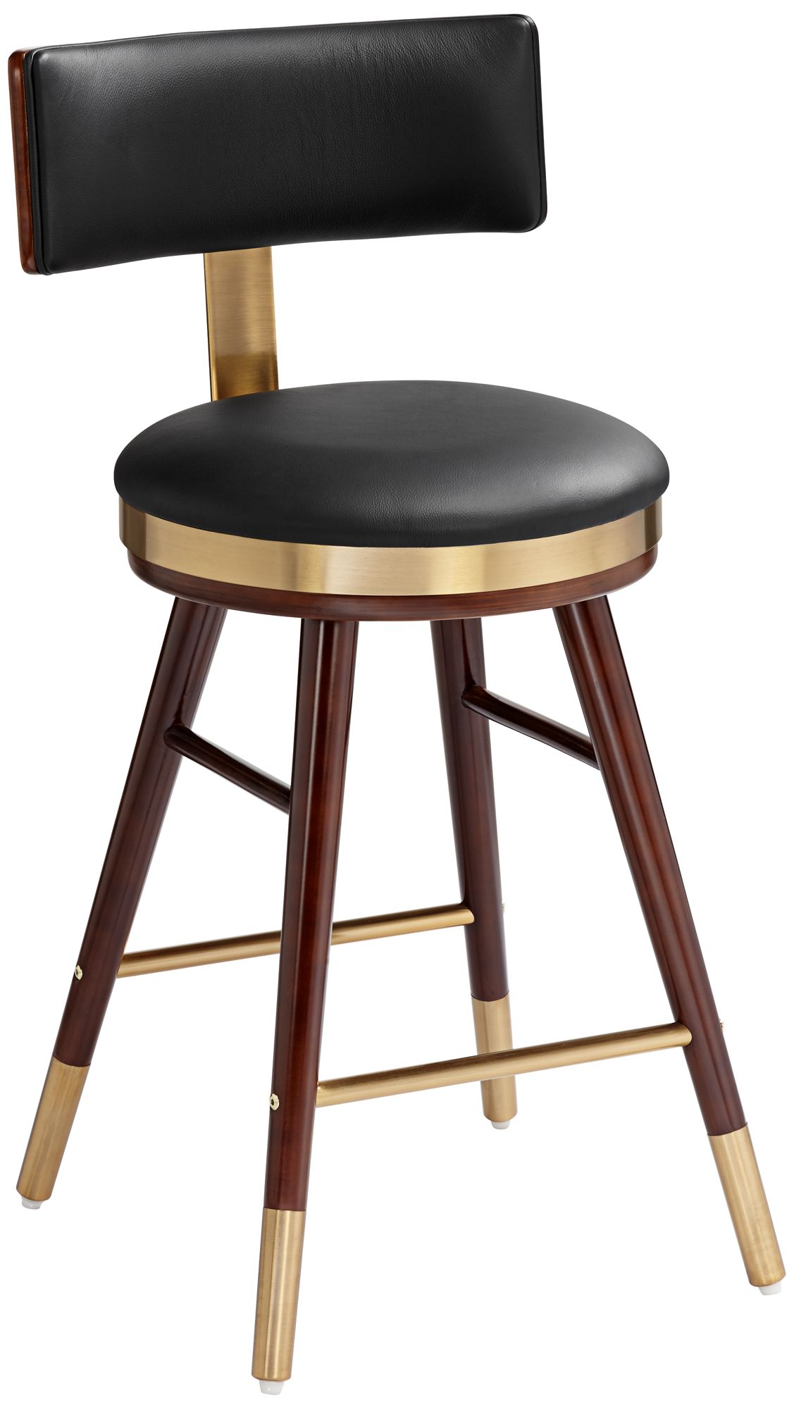 Image 3 Possini Parker 27 3/4" Black Leather/Gold Mod. Counter Stool