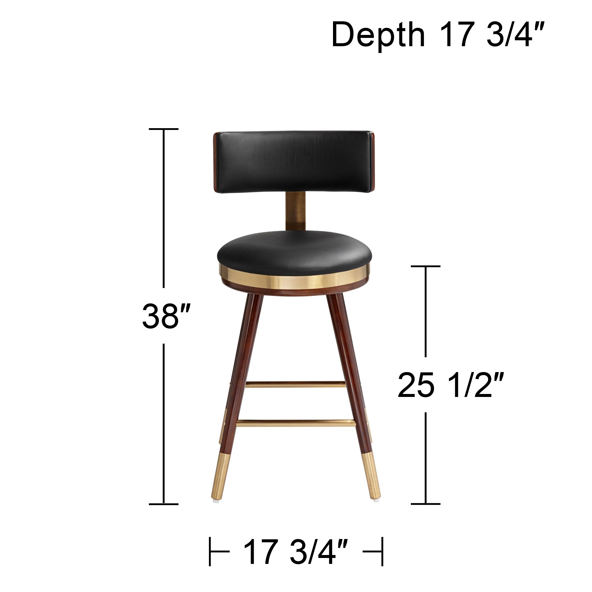 Possini Parker 27 3/4" Black Leather/Gold Mod. Counter Stool in scene
