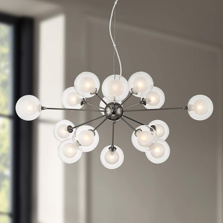 Image 1 Possini Spheres 30" Black 15-Light Modern Sputnik Pendant Chandelier