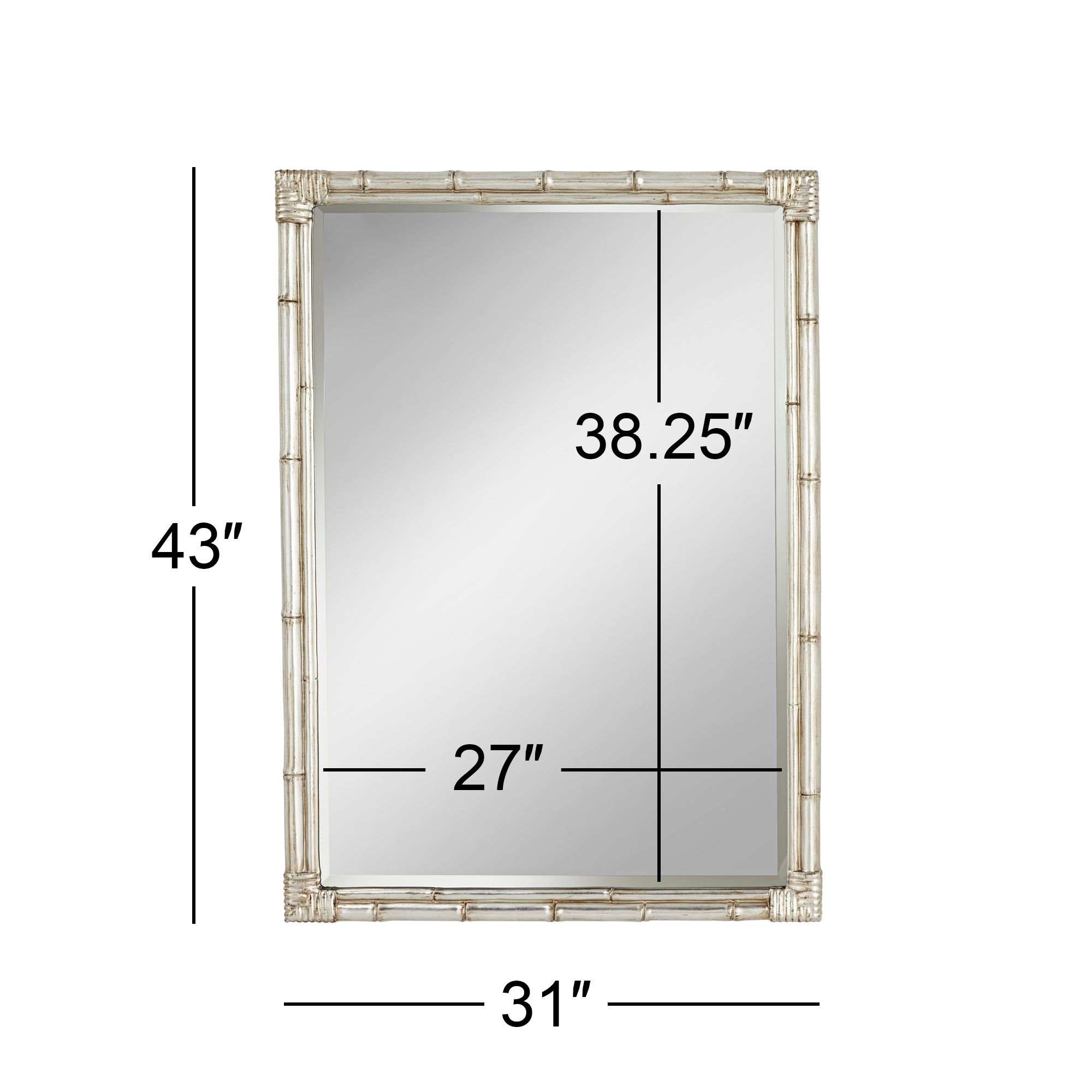 Image 6 Possini Takeo 31" x 43" Rect. Silver Bamboo Wall Mirror more views