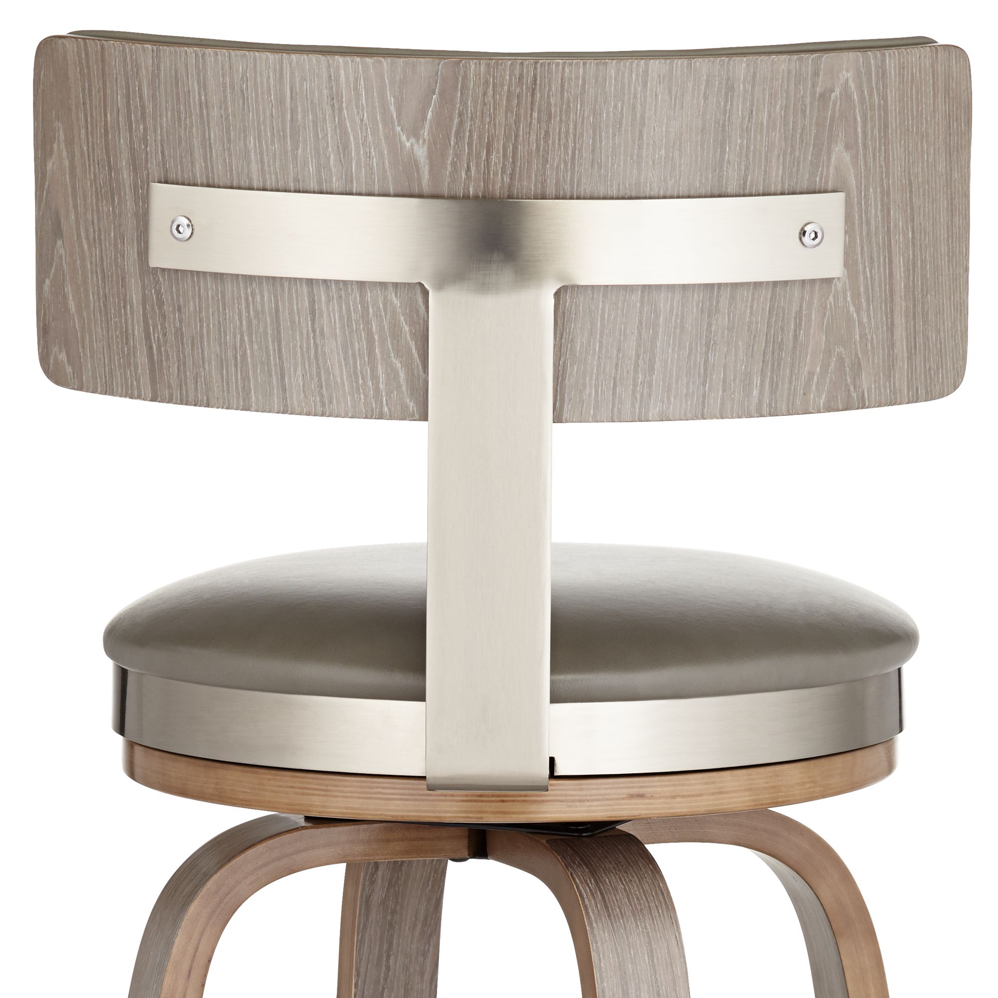 Image 7 Possini Tilden 26" Wood/Gray Leather Swivel Seat Counter Stool more views
