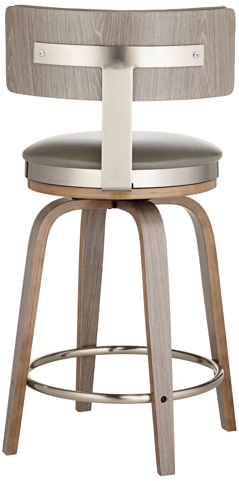 Possini Tilden 26" Wood/Gray Leather Swivel Seat Counter Stool in scene