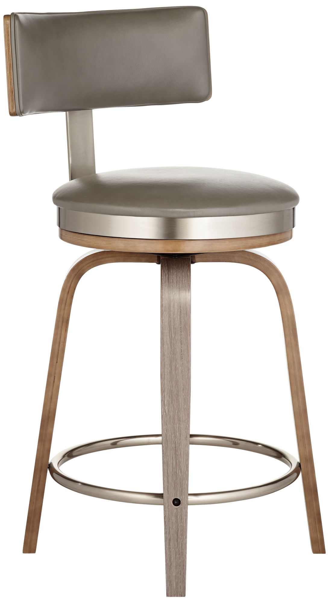 Possini Tilden 26" Wood/Gray Leather Swivel Seat Counter Stool in scene