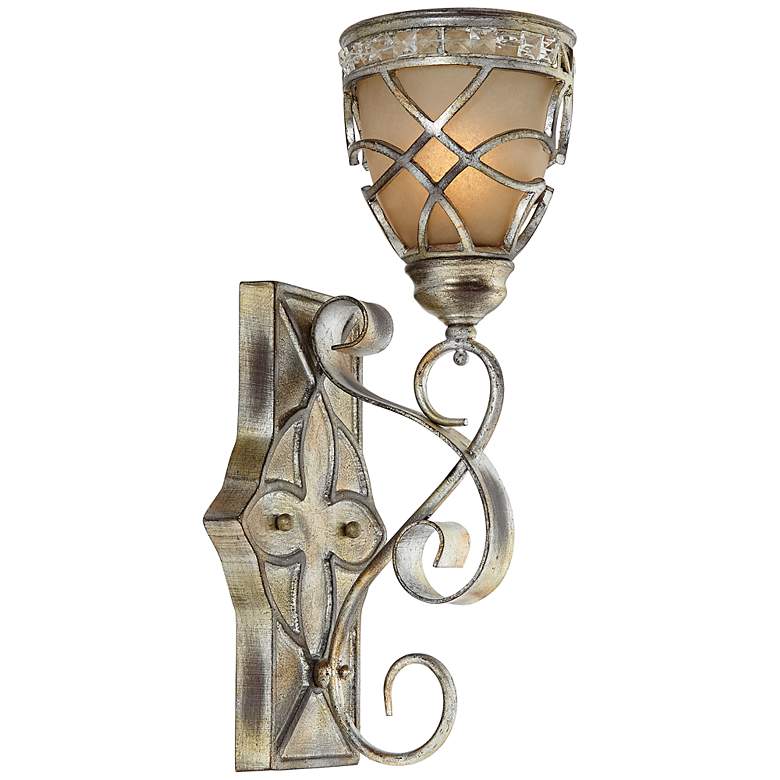 Image 1 Possini Tradition Byner 18 1/4 inch High Silver Leaf Wall Sconce