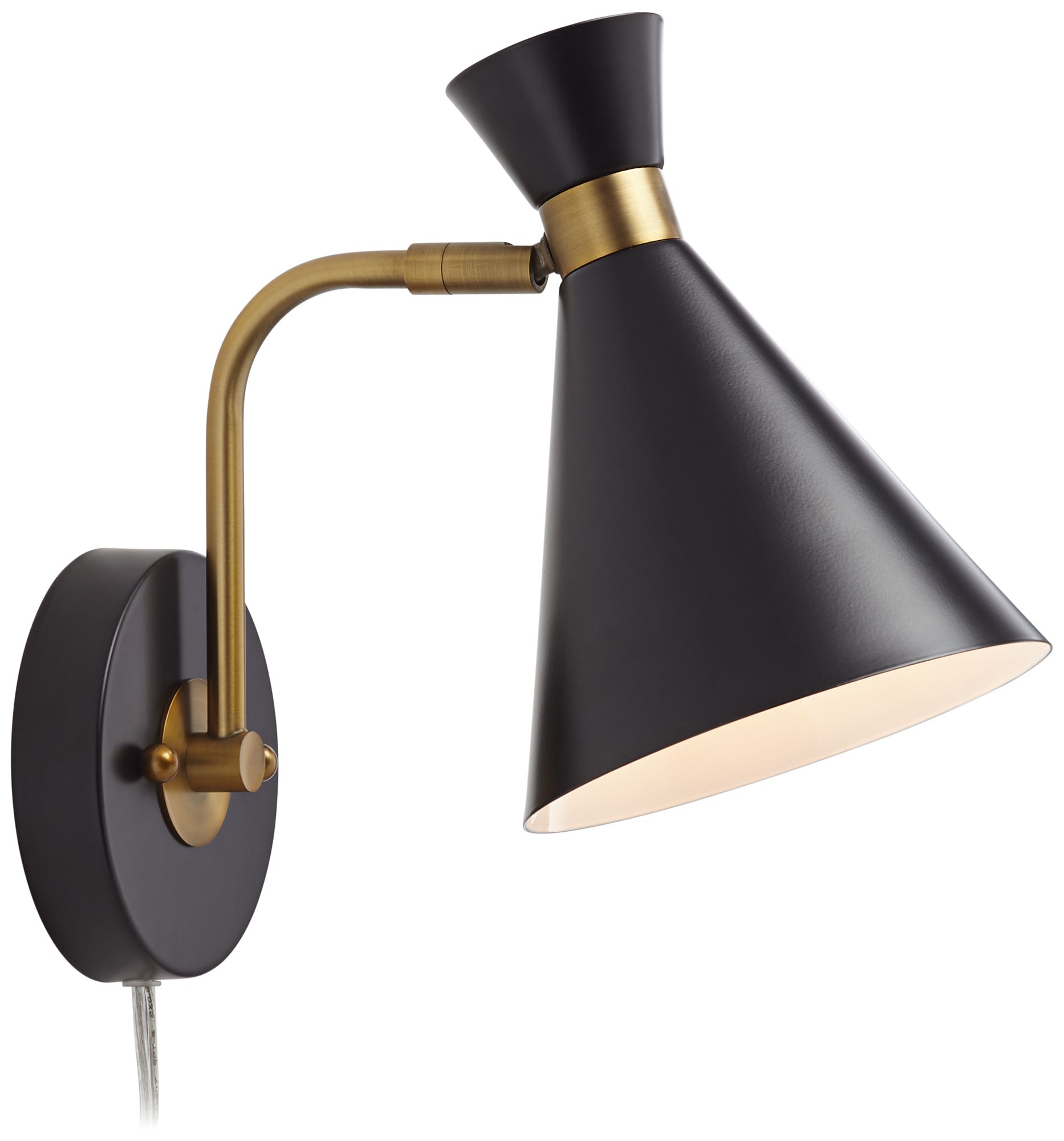 Image 6 Possini Venice 11 1/2" Mod. Matte Black Cone Plug-In Wall Lamp more views
