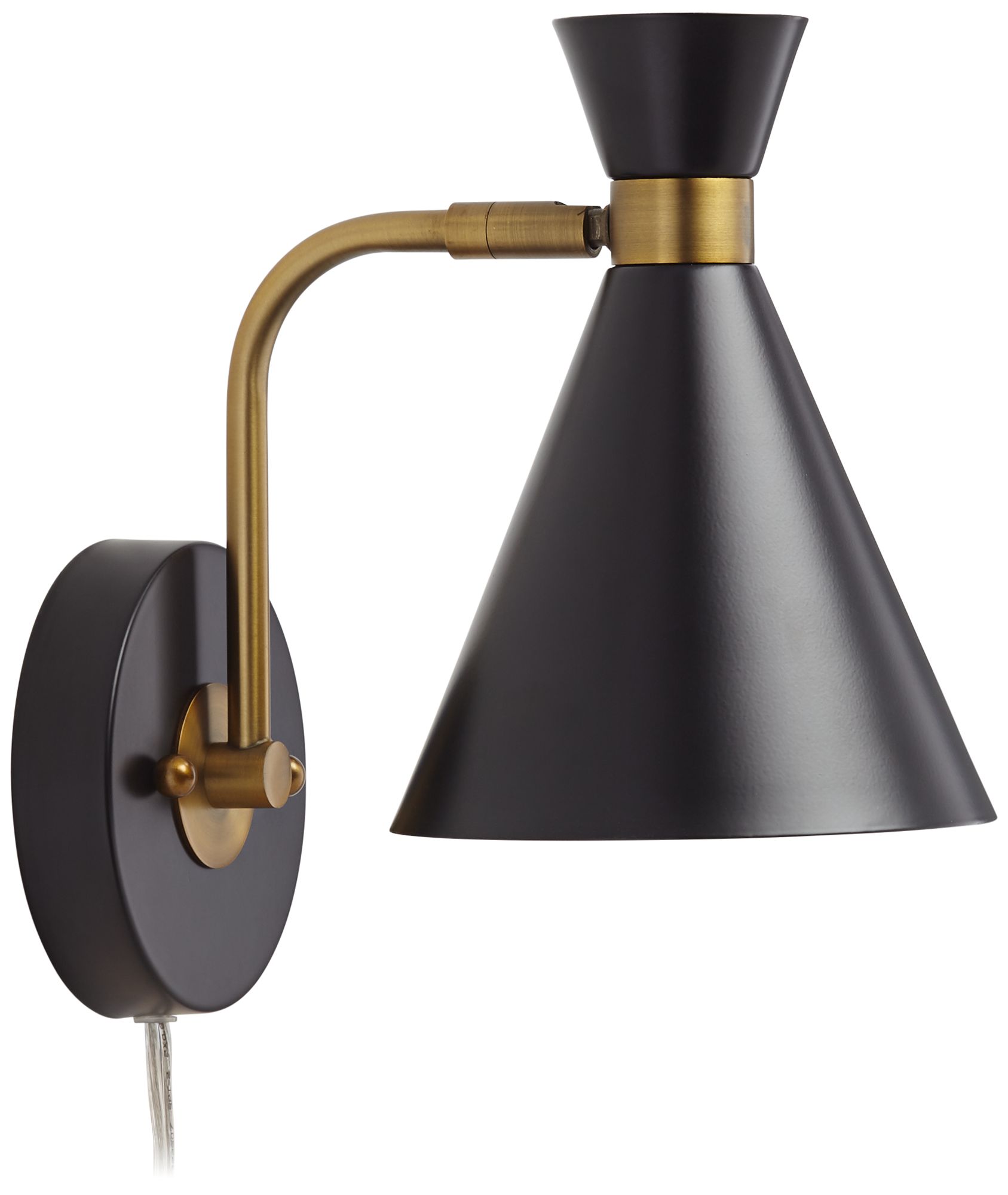 Image 7 Possini Venice 11 1/2" Mod. Matte Black Cone Plug-In Wall Lamp more views