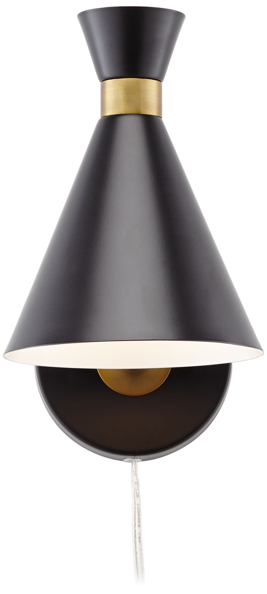 Possini Venice 11 1/2" Mod. Matte Black Cone Plug-In Wall Lamp in scene