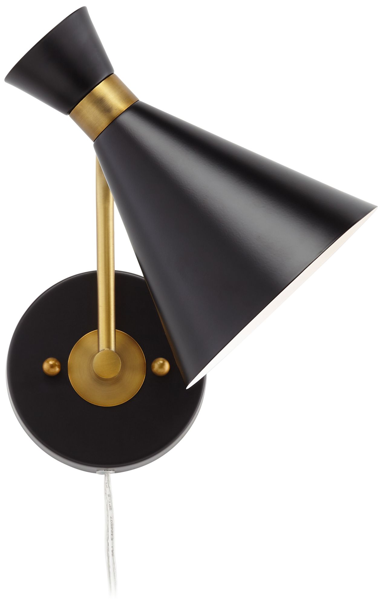 Possini Venice 11 1/2" Mod. Matte Black Cone Plug-In Wall Lamp in scene