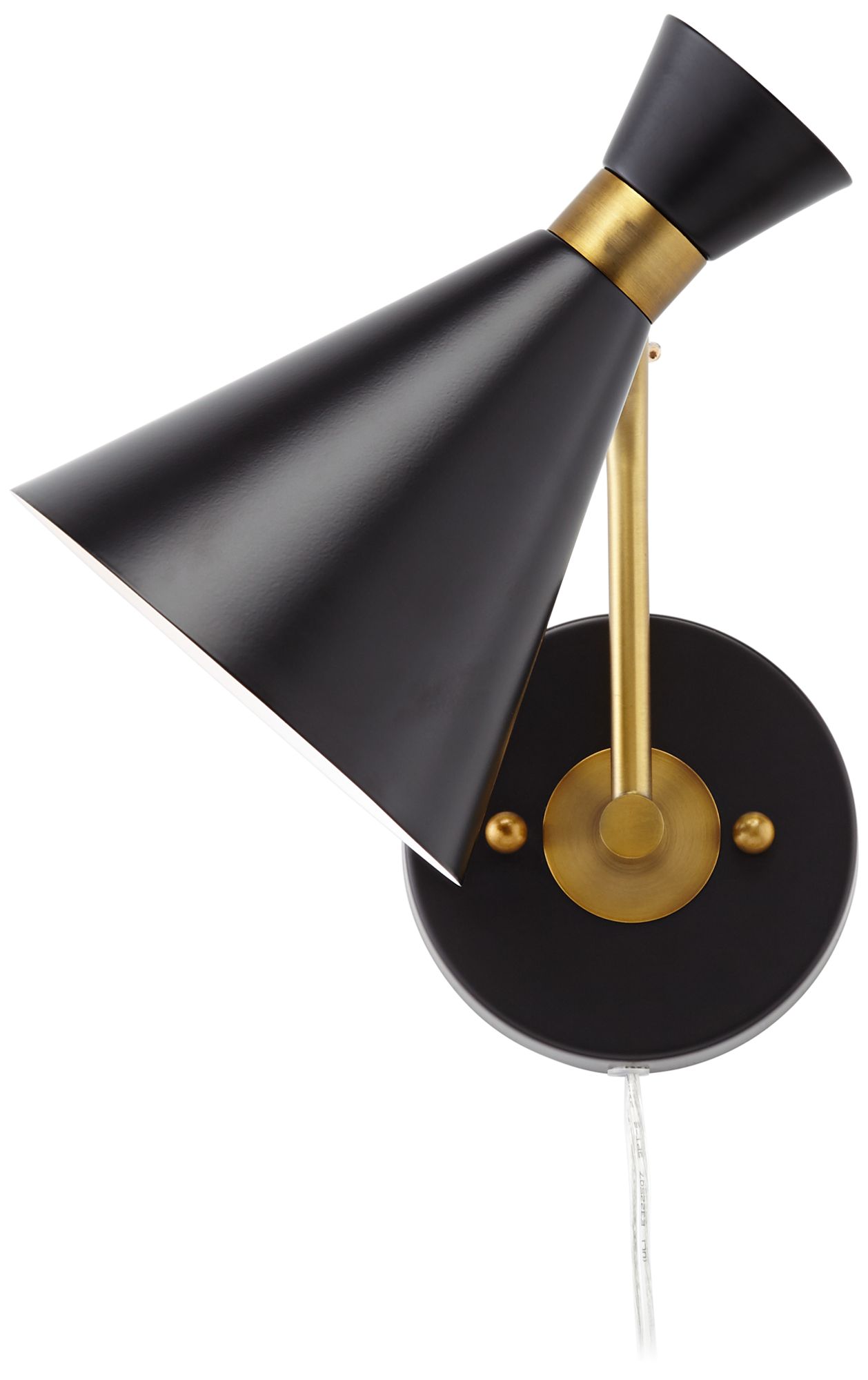 Possini Venice 11 1/2" Mod. Matte Black Cone Plug-In Wall Lamp in scene