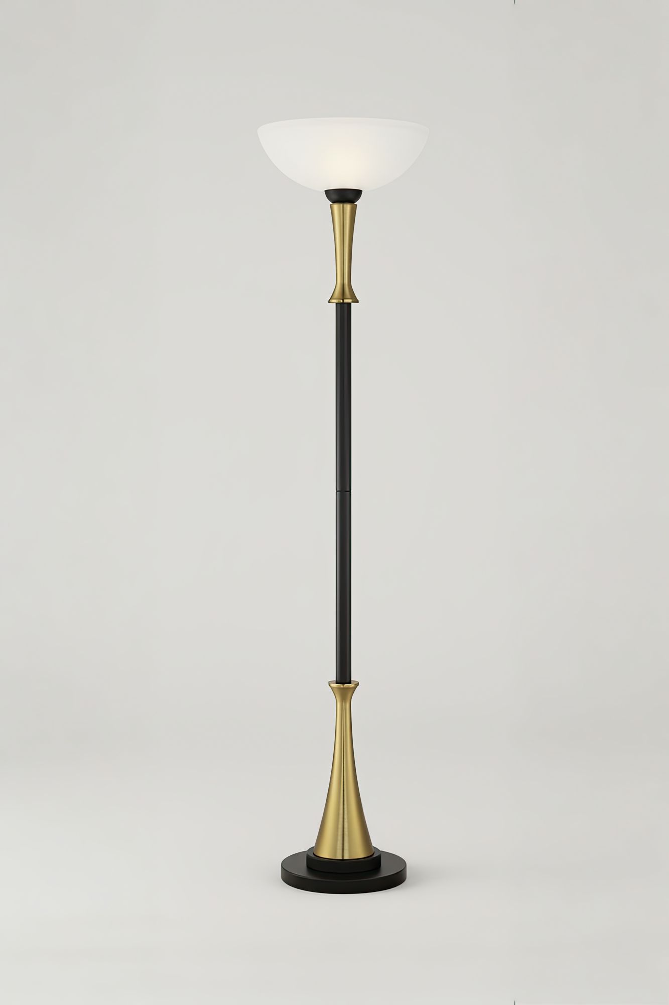 Possini Verdugo 70" Black and Brass Torchiere Floor Lamp with Dimmer in scene