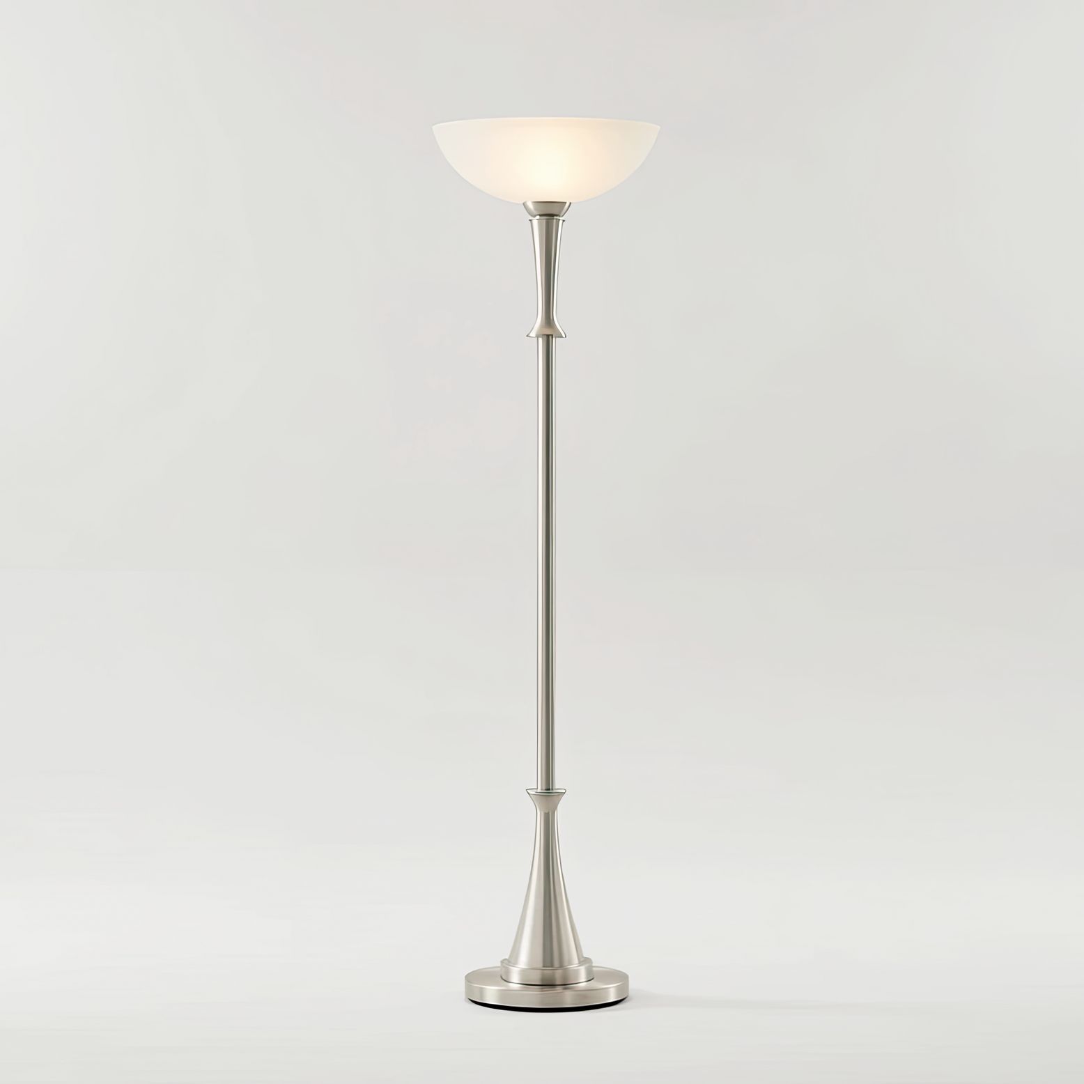 Possini Verdugo 70" Brushed Nickel Torchiere Floor Lamp with Dimmer in scene