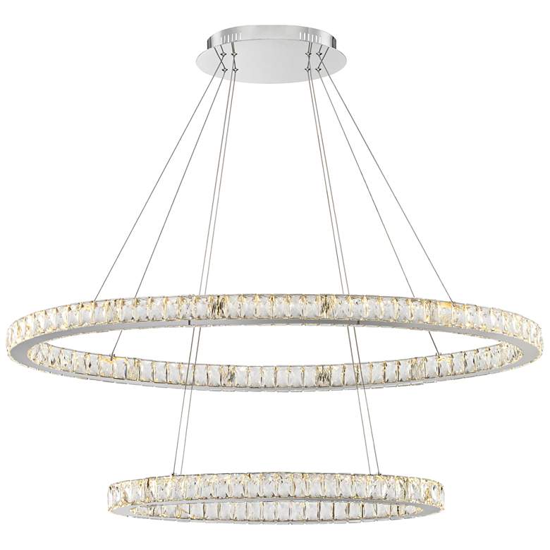 Image 3 Possini Wainwright 48 inch Wide Crystal Double-Ring Dimmable LED Pendant