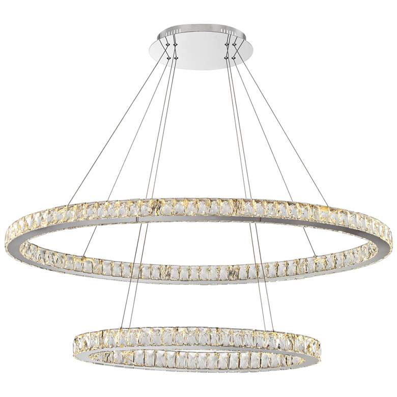 Image 6 Possini Wainwright 48 inch Wide Crystal Double-Ring Dimmable LED Pendant more views
