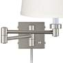 Possini White Linen Brushed Nickel Plug-In Swing Arm with Cord Cover