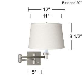 Image4 of Possini White Linen Brushed Nickel Plug-In Swing Arm with Cord Cover more views