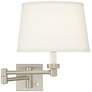 Thumbnail2 of Possini White Linen Shade Brushed Nickel Adjustable Plug-In Wall Lamp