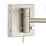Thumbnail4 of Possini White Linen Shade Brushed Nickel Adjustable Plug-In Wall Lamp more views