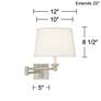 Possini White Linen Shade Brushed Nickel Adjustable Plug-In Wall Lamp in scene