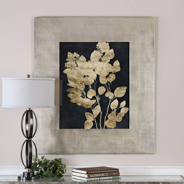 Image 1 Postage Leaves 46 inch High Gold Foil Framed Wall Art Print