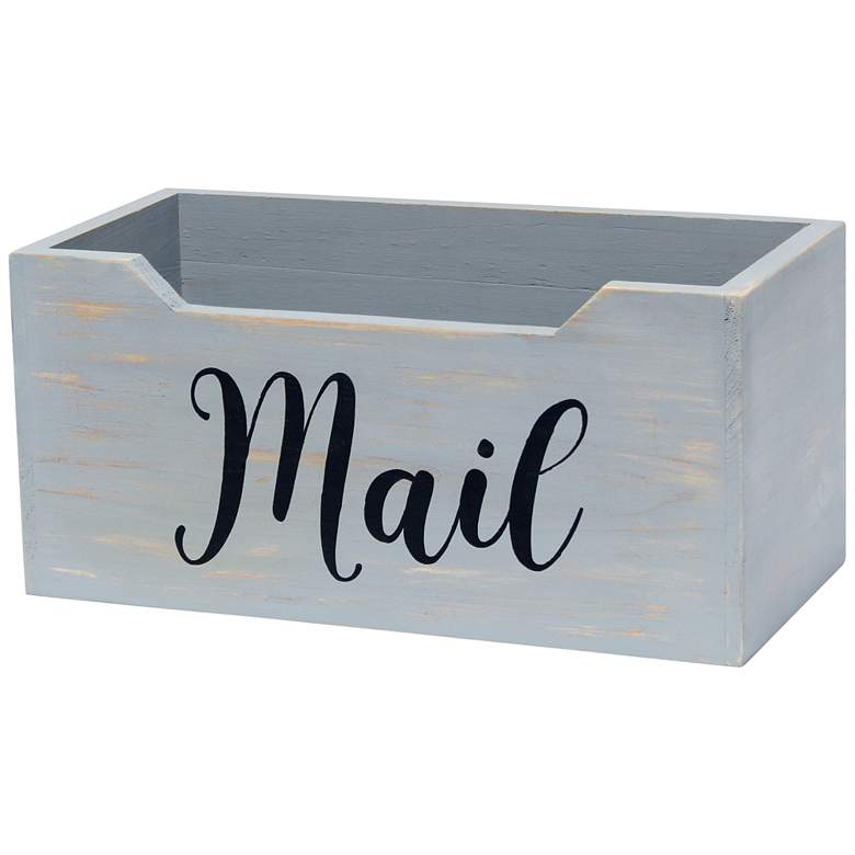 Image 2 Postie Gray Wash Tabletop Organizer Box/ Letter Holder