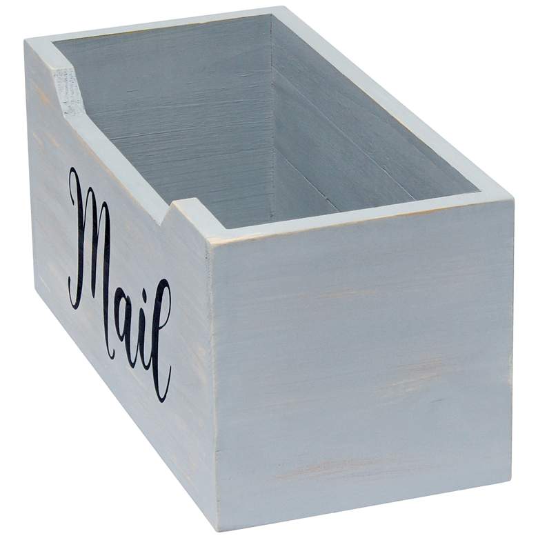 Image 5 Postie Gray Wash Tabletop Organizer Box/ Letter Holder more views