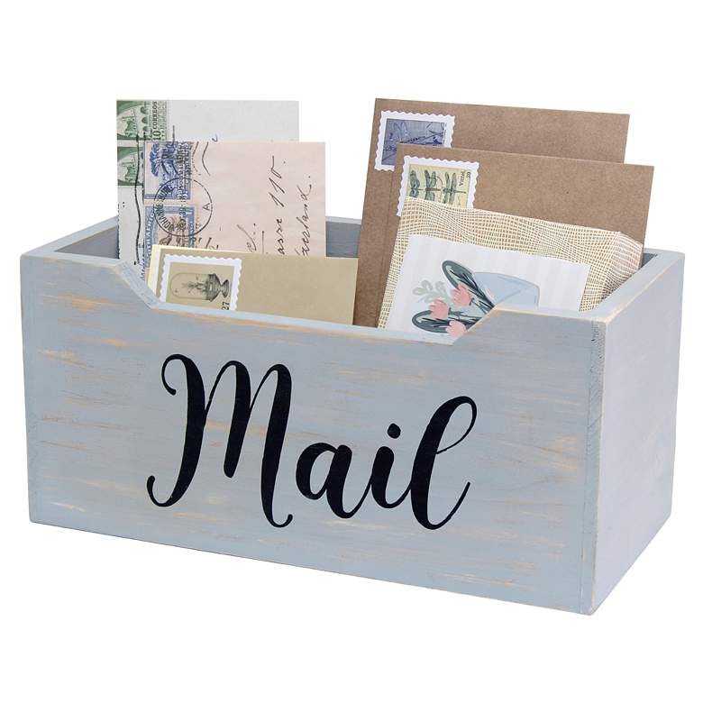 Postie Gray Wash Tabletop Organizer Box/ Letter Holder more views
