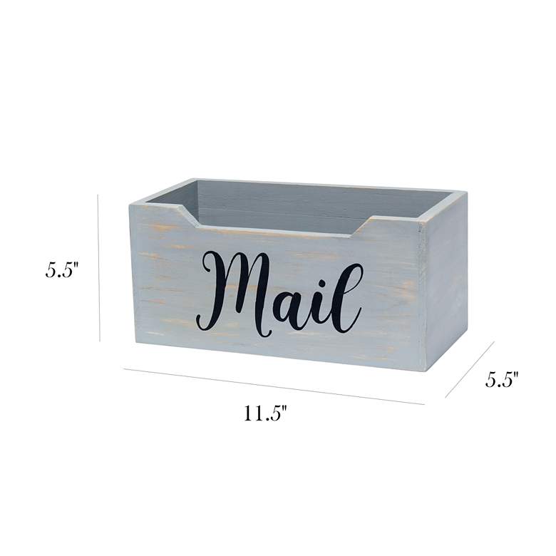 Image 7 Postie Gray Wash Tabletop Organizer Box/ Letter Holder more views