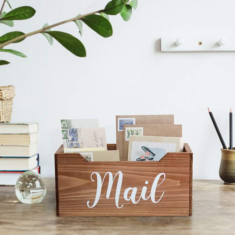 Image 1 Postie Natural Wood Tabletop Organizer Box/ Letter Holder