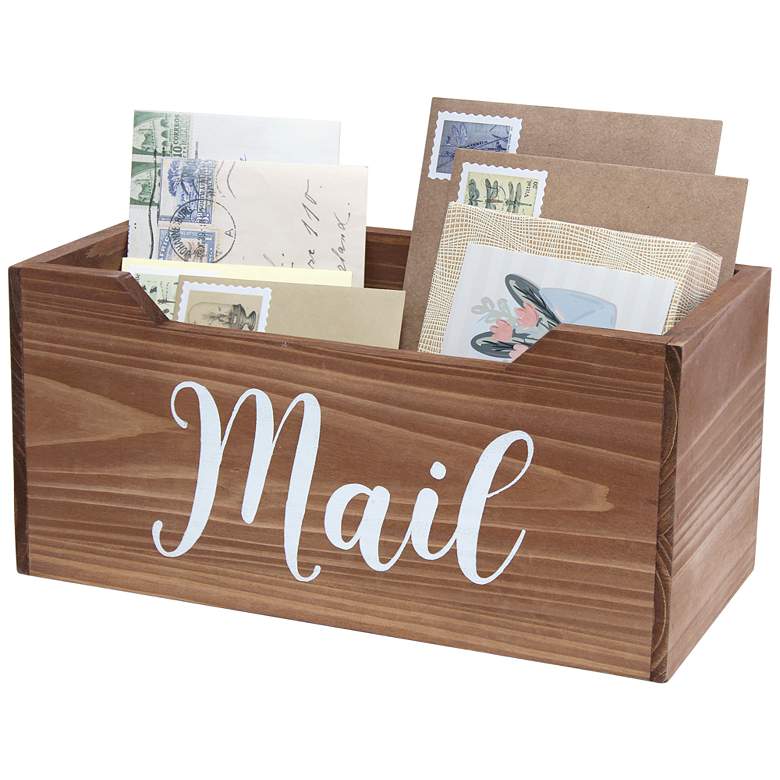 Postie Natural Wood Tabletop Organizer Box/ Letter Holder more views