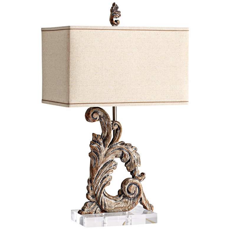 Image 1 Posy Curved Scroll Wood Table Lamp
