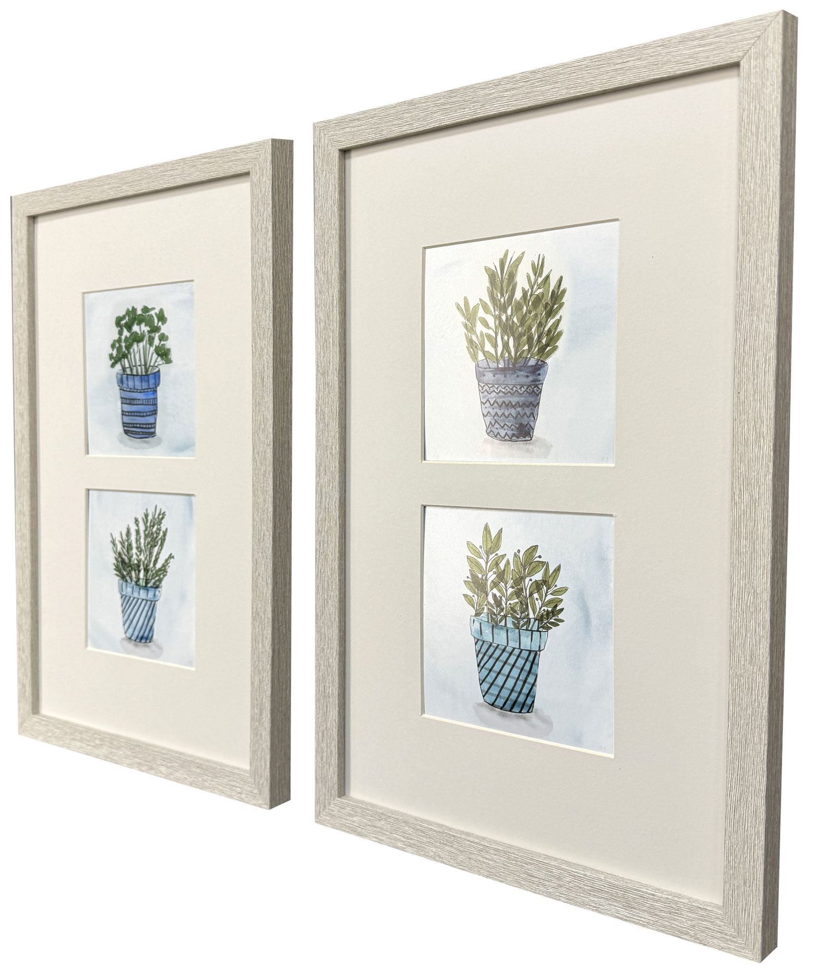 Image 2 Pot of Herbs 13"W x 20"H Framed Art Set of 2 more views