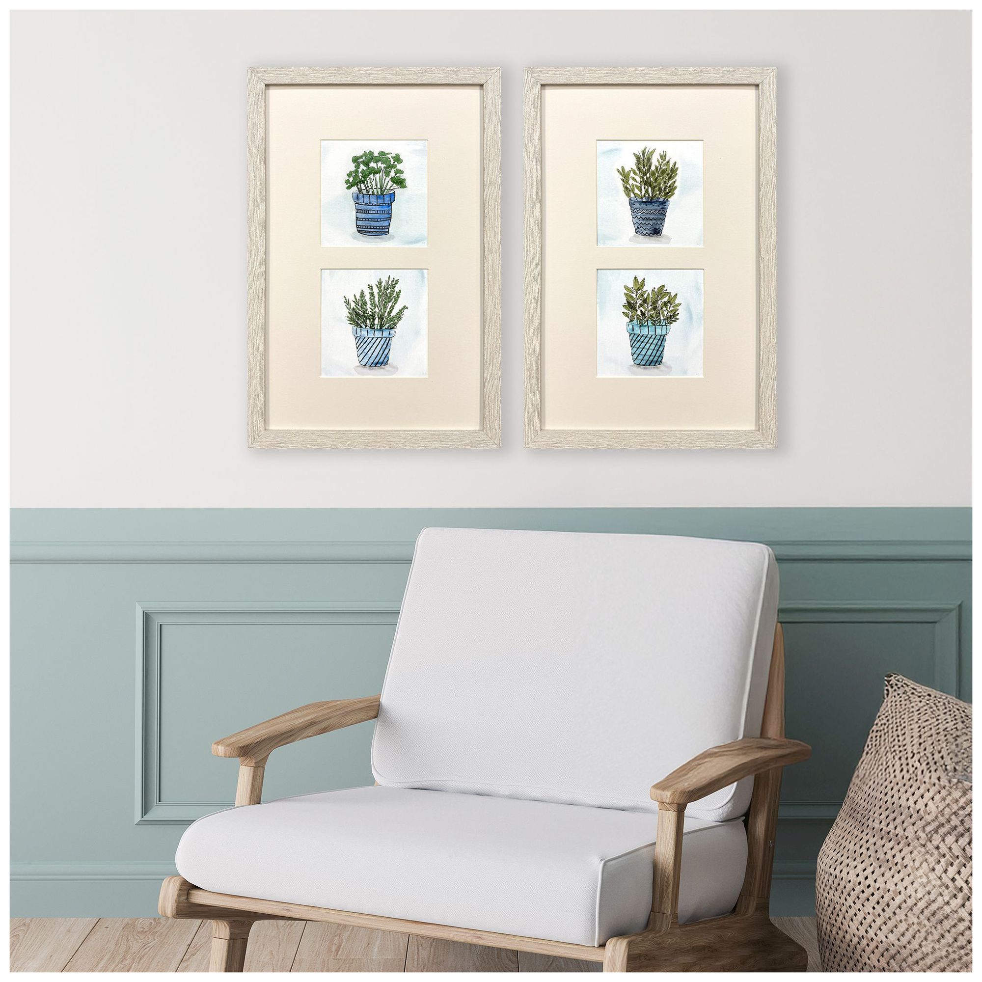 Image 4 Pot of Herbs 13"W x 20"H Framed Art Set of 2 more views