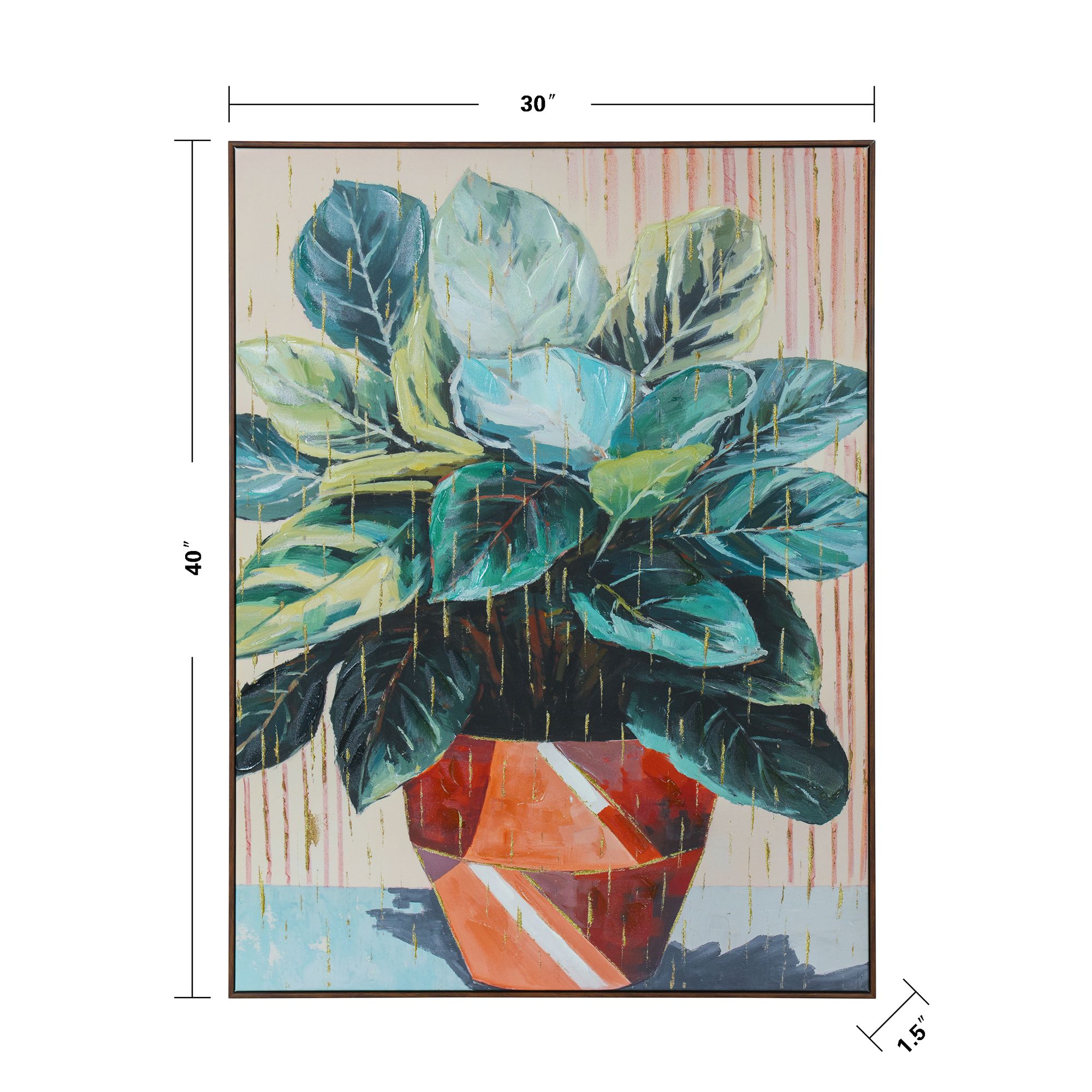 Image 7 Potted Plant I 30"W x 40"H Hand Embellished Framed Canvas Wall Ar more views