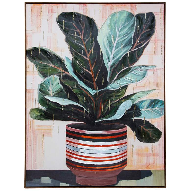 Image 2 Potted Plant II 30"W x 40"H Hand Embellished Framed Canvas Wall A