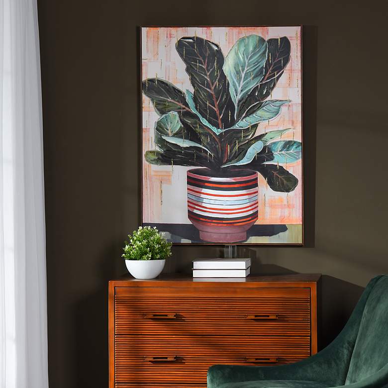 Image 1 Potted Plant II 30"W x 40"H Hand Embellished Framed Canvas Wall A