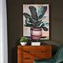 1_Potted Plant II 30"W x 40"H Hand Embellished Framed Canvas Wall A