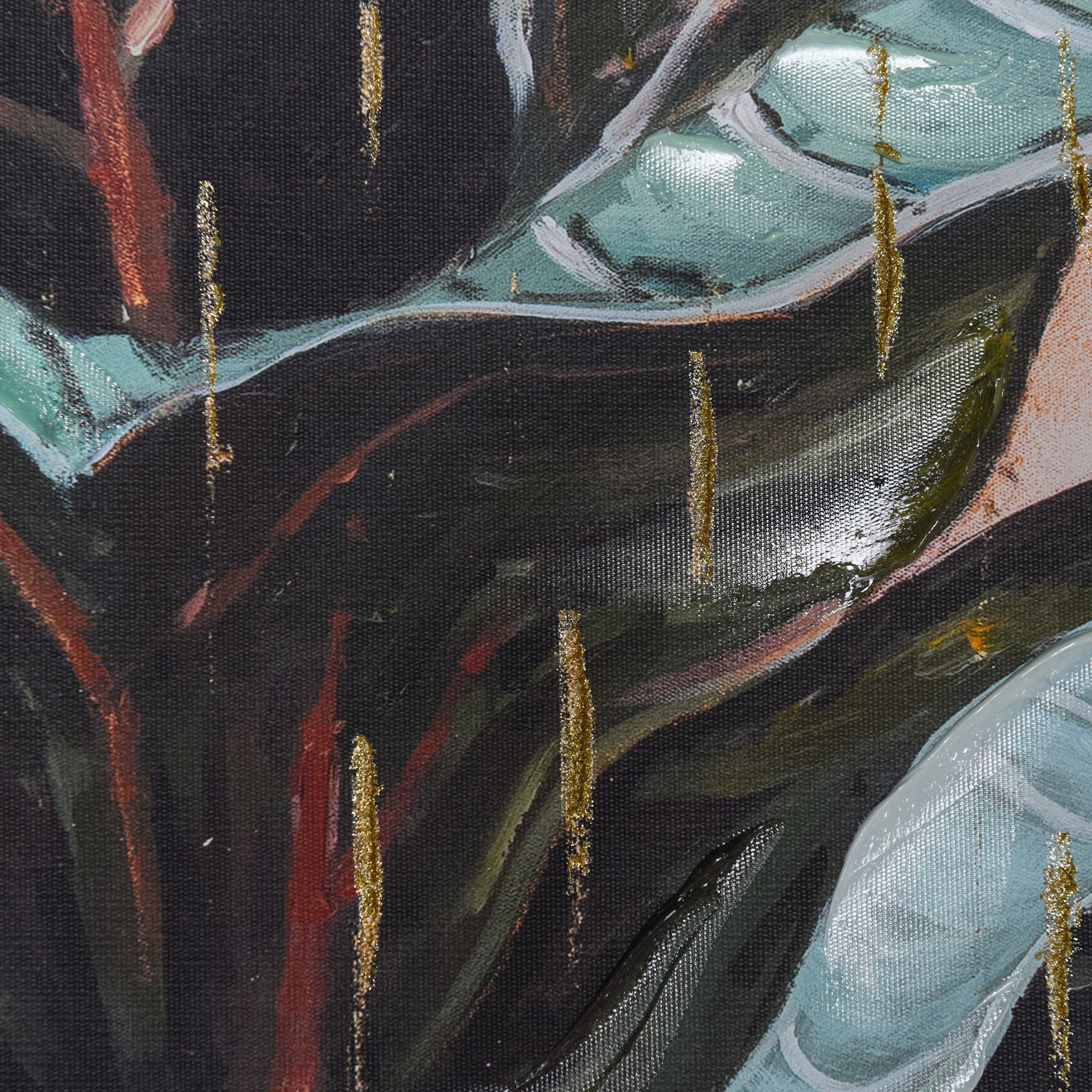 Image 5 Potted Plant II 30"W x 40"H Hand Embellished Framed Canvas Wall A more views