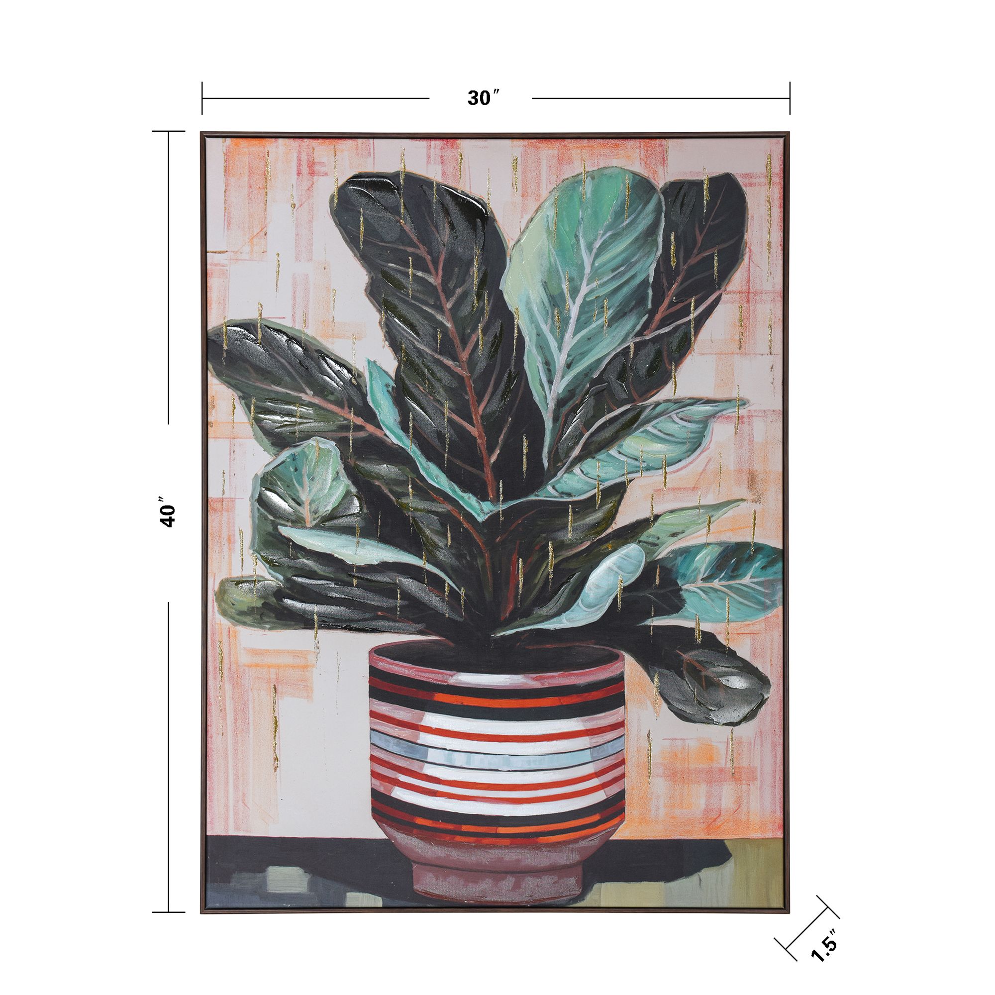 Image 7 Potted Plant II 30"W x 40"H Hand Embellished Framed Canvas Wall A more views