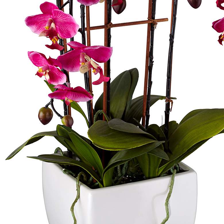 Image 4 Potted White Ceramic 29 inch High Faux Fuchsia Orchid more views