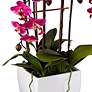 Potted White Ceramic 29" High Faux Fuchsia Orchid