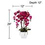 Potted White Ceramic 29" High Faux Fuchsia Orchid