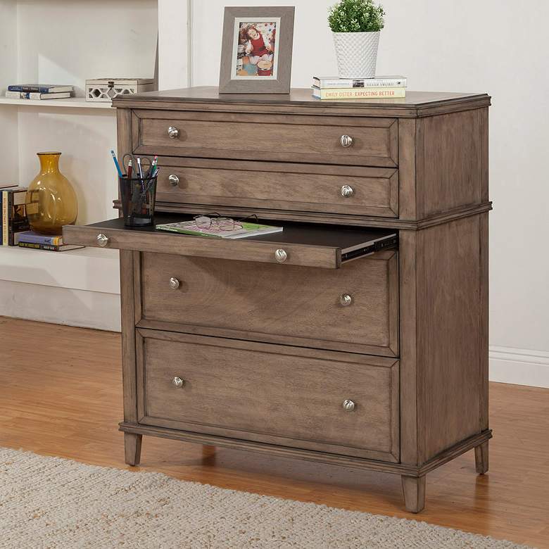 Image 1 Potter 39" Wide French Truffle 4-Drawer Wood Accent Chest