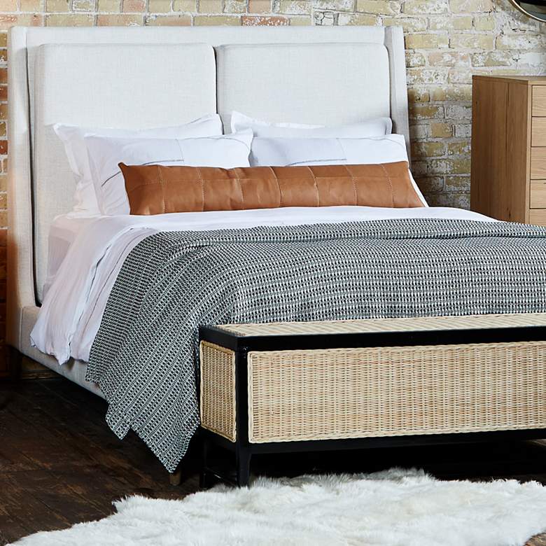 Image 1 Potter Modern Dover Crescent White Parawood Queen Bed