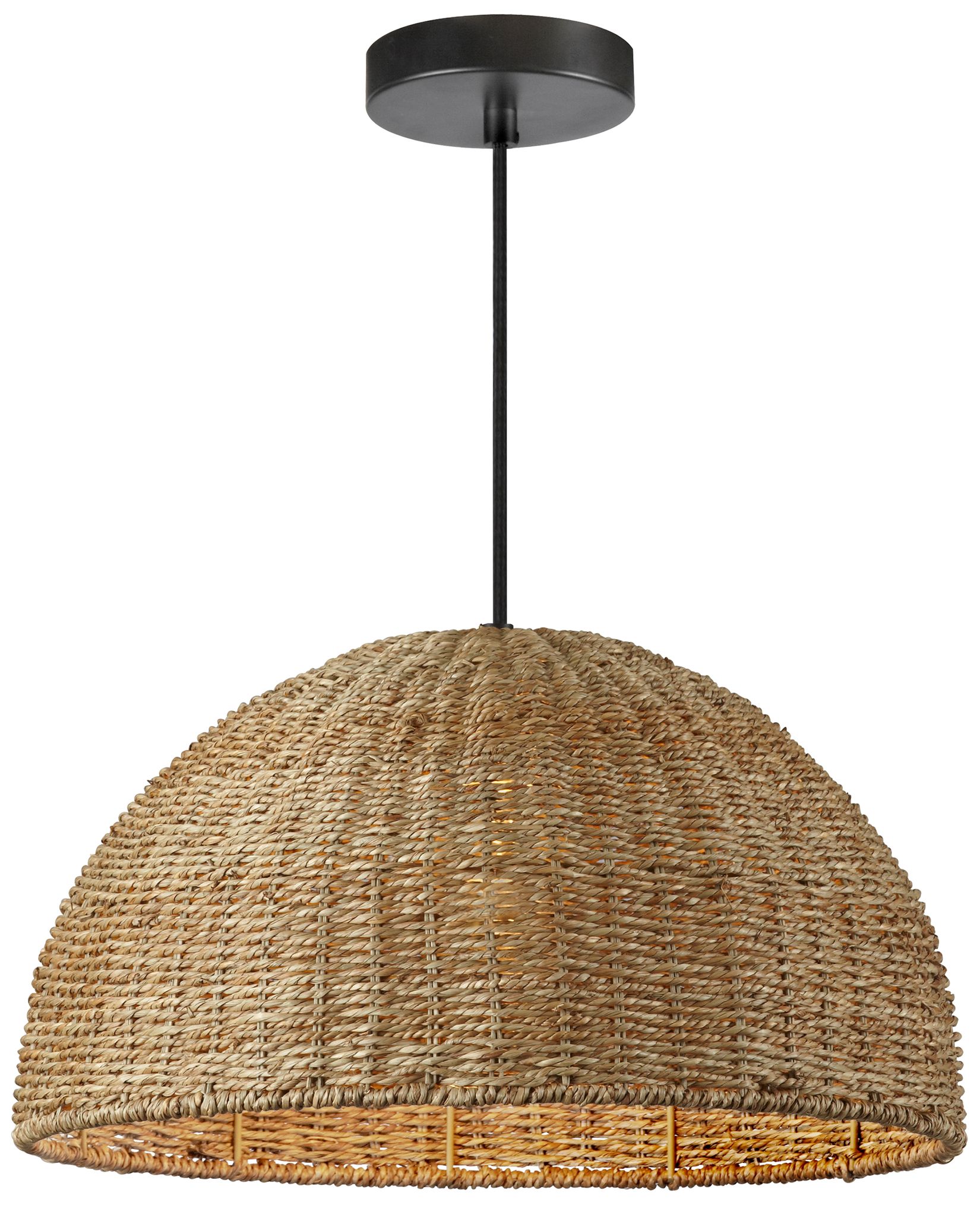 Image 2 Pourel 15 3/4" Wide Black and Natural Seagrass Pendant Light more views